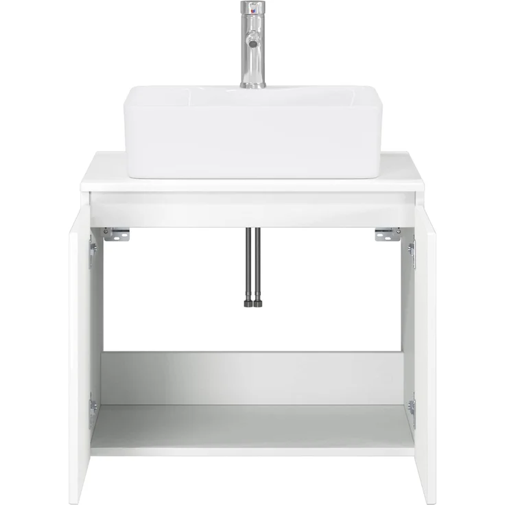 vidaXL Waschbeckenschrank Hochglanz Weiß 62,5 x 44,5 x 80 cm 3404324 – Bild 3