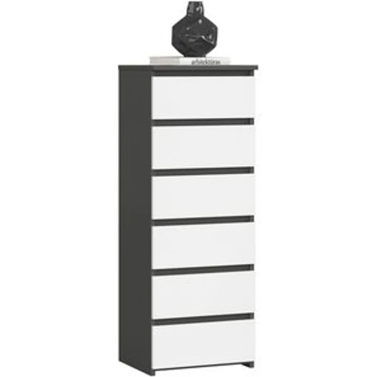 Home Collective Kommode 40 cm breit Holz Highboard Sideboard für Flur Schlafzimmer Wohnzimmer (Mehrzweckschrank Schrank schmal Kommode Schlafzimmer mit Schubladen), Kinderzimmer Organizer, 109 cm hoch mit 6 Schubladen Graphit-weiß – Bild 6