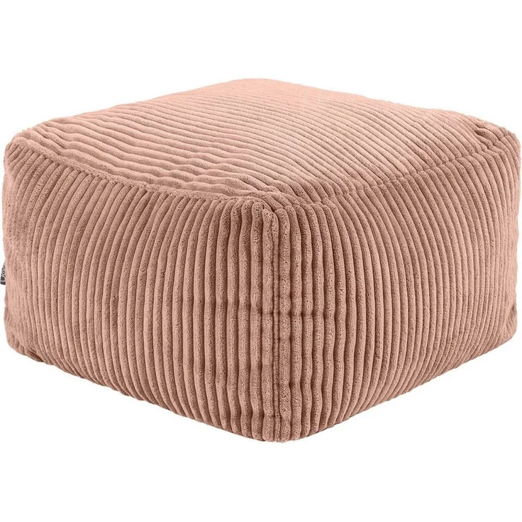 Icon Amara Hocker, Rosa, Flauschiger Cord Stoff, Sitzsack Cord, Sitzpuff Hocker mit Füllung, Fußhocker für das Wohnzimmer, Deko Wohnzimmer – Bild 1
