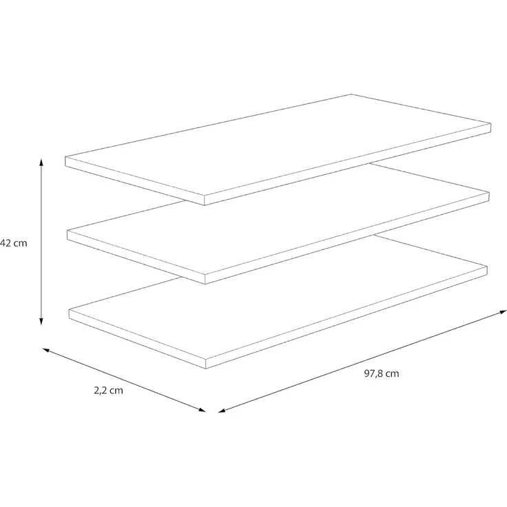 FORTE Extras Robes/Kds Einlegeböden, Holzwerkstoff, Grau, 97,8 x 42 x 2,2 cm – Bild 3