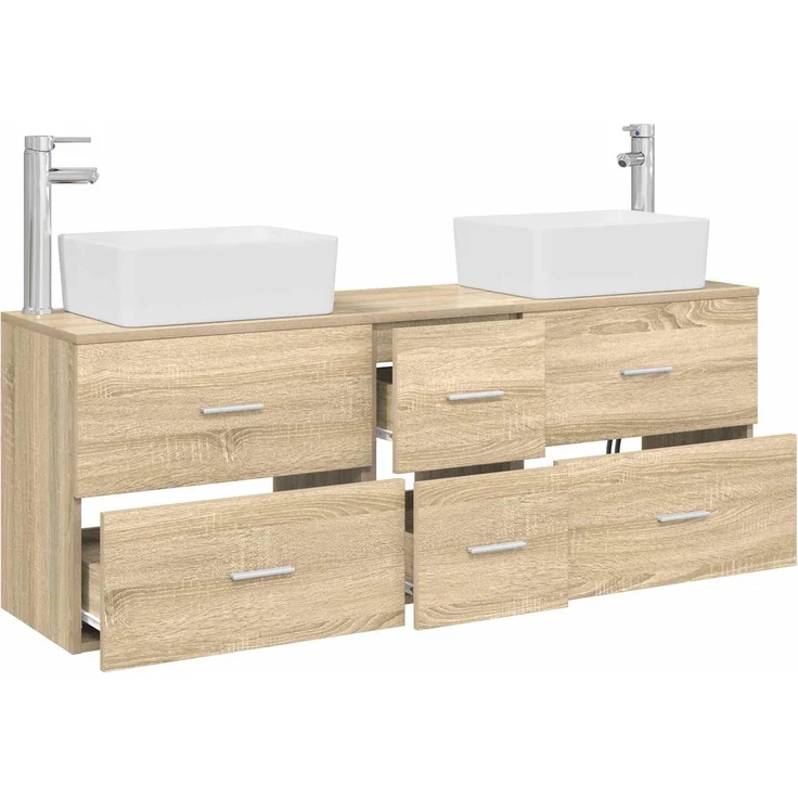 vidaXL Badezimmerschrank-Set 3 stk. Sonoma-Eiche 136 x 35 x 80 cm 3405861 – Bild 3
