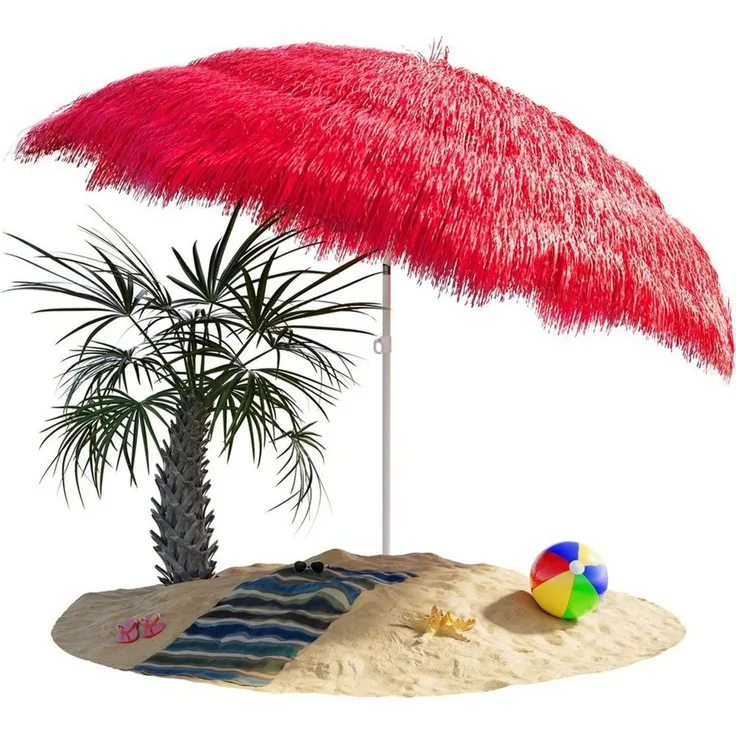 Kingsleeve 'Hawaii' Sonnenschirm, neigbar, UV Schutz 30+, Metall / Polyester rot, Ø 160
