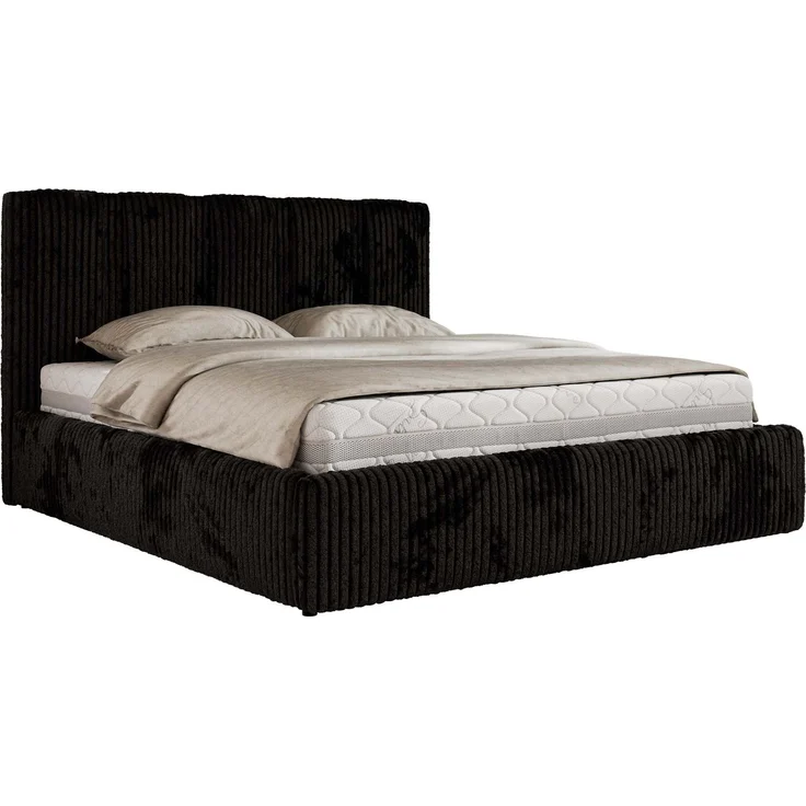Polsterbett SAVINO CLASSIC mit Bettkasten und Lattenrost Doppelbett 180 x 200 cm mit hohem Kopfteil Stauraumbett Bett mit Gasdruckfeder - Schwarz Cord - Pocket Matratze - VIRE LUX – Bild 7