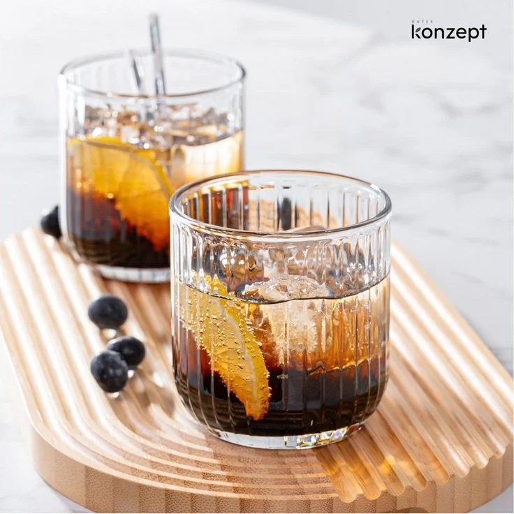 KONZEPT Gläser-Set Geriffelte 300ml, 6/12 teilig – elegante Trinkgläser für Wasser, Saft, 6-tlg, Einzigartige Form, Ideal als Geschenk, Spülmaschinengeeignet – Bild 2