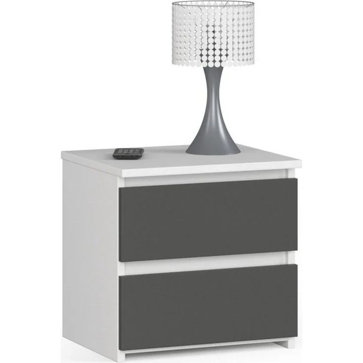 Home Collective Kommode 40 cm breit Holz Highboard Sideboard für Flur Schlafzimmer Wohnzimmer (Mehrzweckschrank Schrank schmal Kommode Schlafzimmer mit Schubladen), mit zwei Schublade 40 cm hoch viel Stauraum, weiß grau – Bild 1