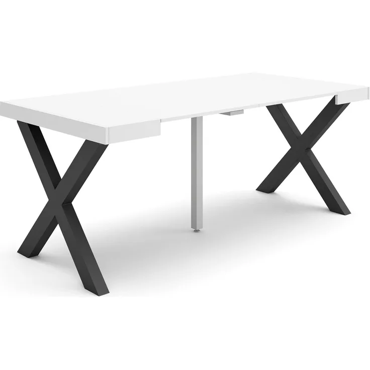 Skraut Home | Ausziehbarertisch | Multifunktionaler ausziehbarer | 180 | Für 8 Gäste | Massivholz Beine | Moderner Stil | Weiß