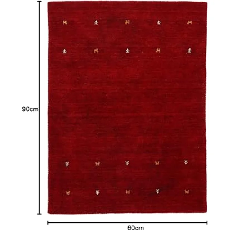 carpetfine 'Gabbeh Uni' Wollteppich, reine Wolle, Rot, 60x90 cm – Bild 3