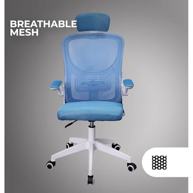 MARSGAMING MGC-ERGOPLUS, Professioneller Ergonomischer Stuhl, Dynamische Lendenwirbelstütze, Atmungsaktives Netz, Höhenverstellbar 115 und 125cm, Klappbare Armlehnen, Verstellbare Kopfstütze, Blau – Bild 7