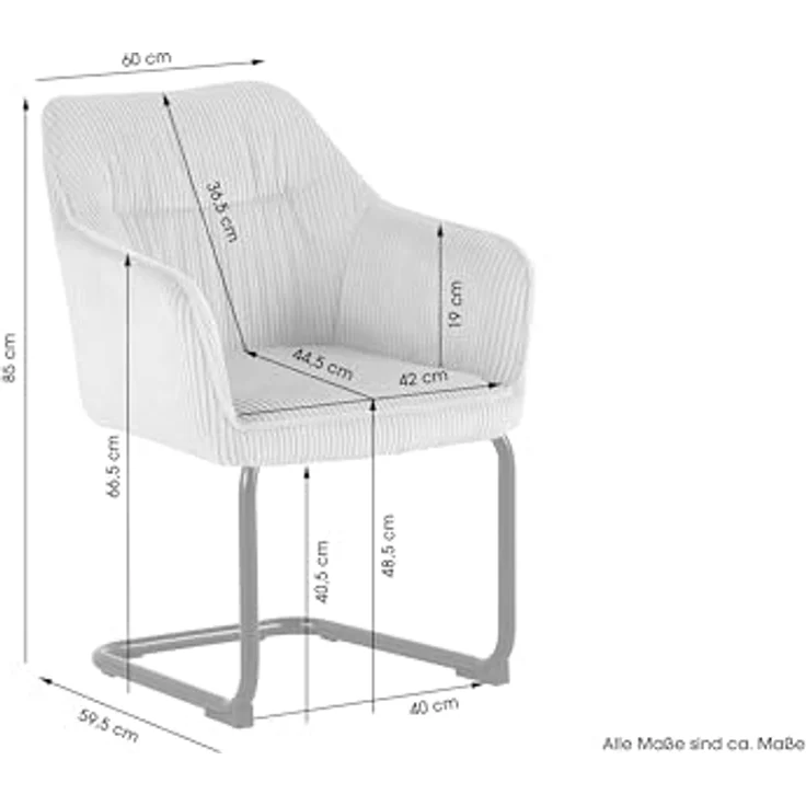 byLIVING ELBA Schwingstuhl 2er Set, drehbar 180° mit Rückholfunktion, Grob-Cord Taupe, Metallgestell schwarz, Armlehnen – Bild 3