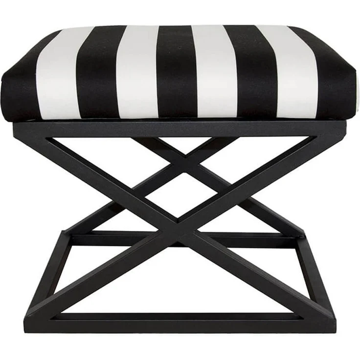 Atelier Del Sofa Stylish Pouffe with Metal Frame, 50 x 42 x 40 cm | 100% Polyester Babyface Fabric, Grey with Black & White Accents | Perfect for Modern Living Spaces – Bild 1