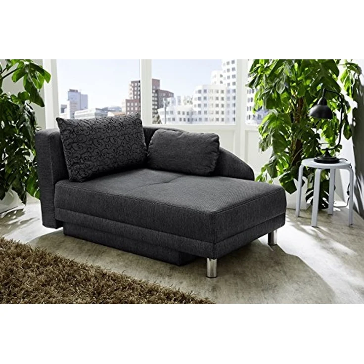 Récamiere-Schlafsofa Federkern Couch Liege Gästebett mit Bettkasten in Anthrazit – Bild 2