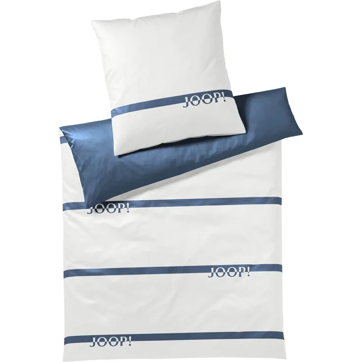JOOP! Bettwäsche Logo Stripes 4101 2 Aqua Mako Satin 200 x 200 + 2x 80 x 80 cm