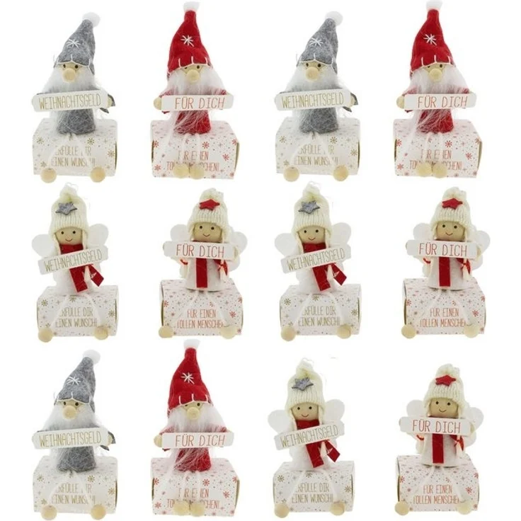 Annastore Geschenkbox Süße Wichtel auf kleiner Box aus Karton für Geldgeschenke, Geldverpackung Weihnachten – Bild 2