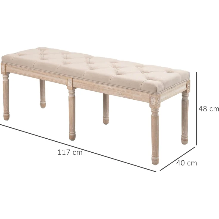 HOMCOM Polsterbank Schlafzimmerbank mit Knöpfen (Sitzbank, 1-St, Bettbank), Beige 117 x 40 x 48 cm – Bild 7