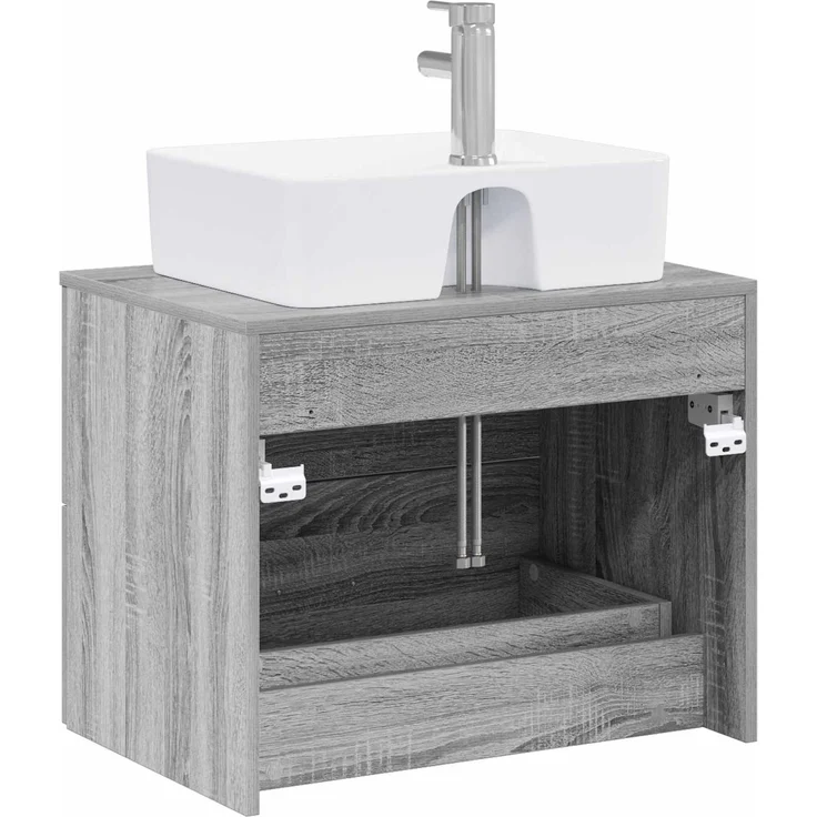 vidaXL Wandmontierter Waschbeckenunterschrank Grau Sonoma 3404387 – Bild 7