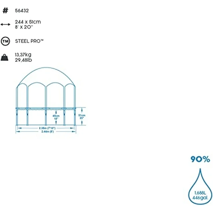 Bestway Steel Pro UV Careful Aufstellpool für Kinder 244x51 cm 92830 – Bild 5