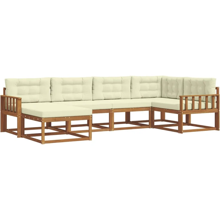 vidaXL Outdoor-Sofagarnitur 6 stk. 6-Sitzer Natur und Creme 3367818 – Bild 2