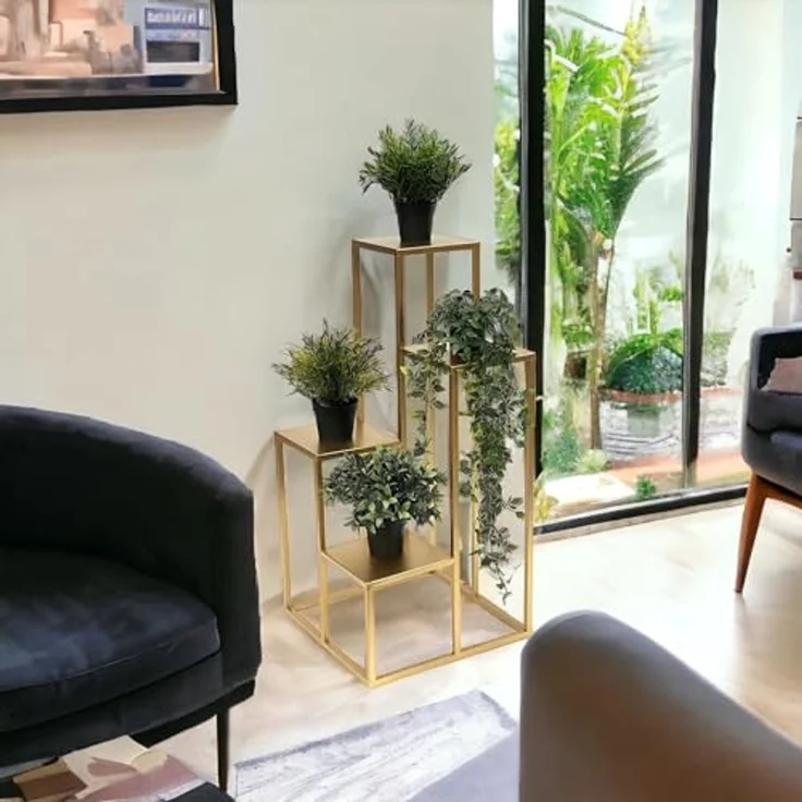 DanDiBo Blumentreppe Metall Gold 82 cm Pflanzentreppe Blumenständer 96505 Blumensäule Modern Pflanzenständer Blumenhocker – Bild 6