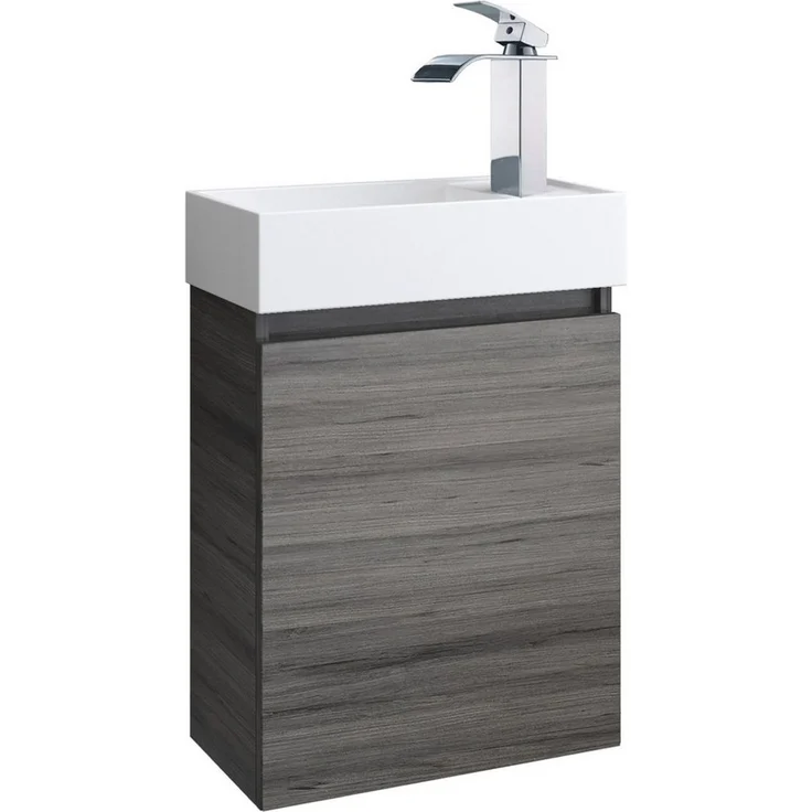 Faizee Home Badmöbel-Set Faizee Home Badmöbel Set –mit Keramik Waschbecken, Spiegel & Armatur – Bild 1