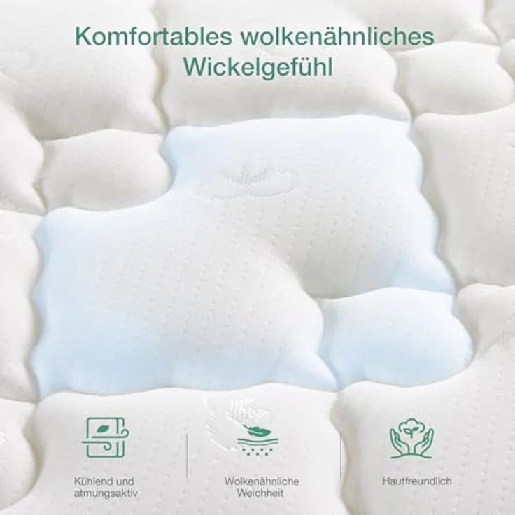Novilla Taschenfederkernmatratze H3 160x200 7 Zonen Matratze mit Komfortschaum CertiPUR US Federkernmatratze 20cm Mittelfest – Bild 6