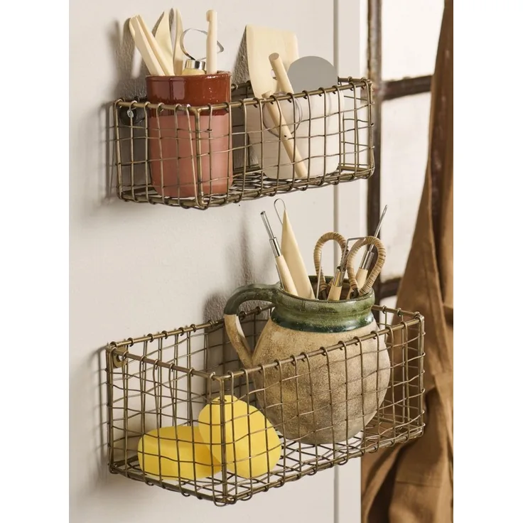 Ib Laurrsen - 2er Set Wandkorb Hängekorb Korb Metall Goldfarben 57346-17