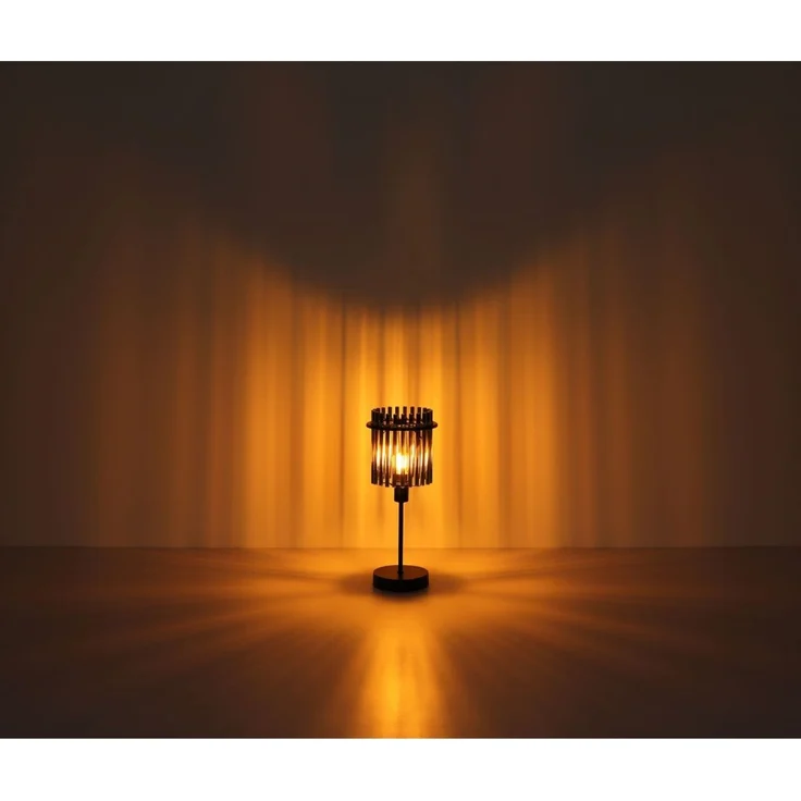 Tischleuchte, Metall, Glasstäbe, rauchfarben, E14, H 37,5 cm – Bild 7