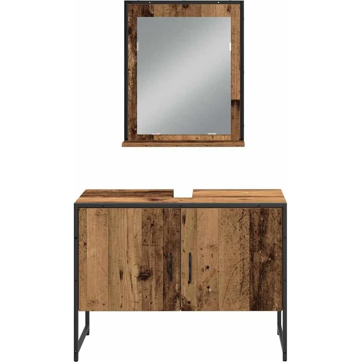 vidaXL Badezimmermöbel-Set mit Regal mit Tür 4 pcs Braun Holzwerkstoff 3334402 – Bild 9