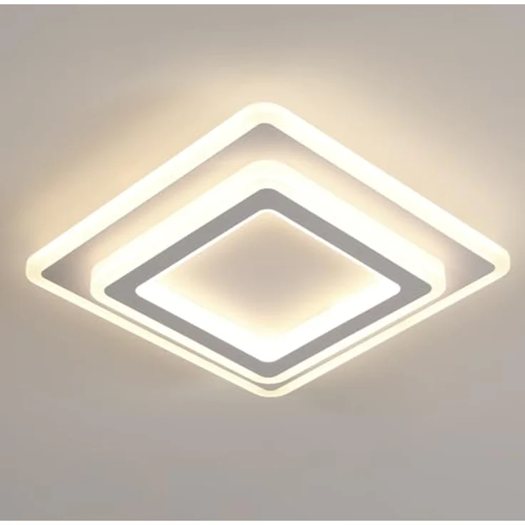 Goeco Quadratisch Deckenleuchte LED 44W LED Deckenlampe Wohnzimmer Moderne aus Metal 4500K Neutrales Licht LED Lampen Deckenbeleuchtung Acryl für Flur, Küche, Schlafzimmer, Weiß 29x29 cm – Bild 2