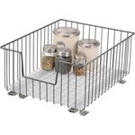 Schrank-Korbauszug 40 cm Breite, Boden-Teleskopschublade mit Einlegeboden, Küchenschublade, grau