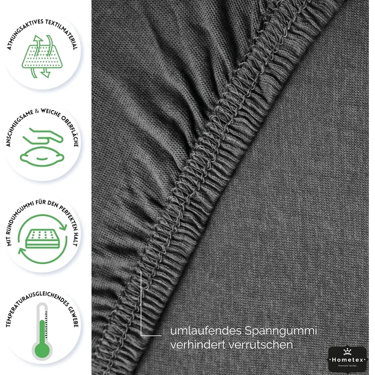 Hometex Premium Textiles Spannbettlaken Exclusive bis 25 cm Steghöhe, Jersey, Gummizug: rundum, 100% Baumwolle, Premium Qualität 160 g/m² – Bild 5