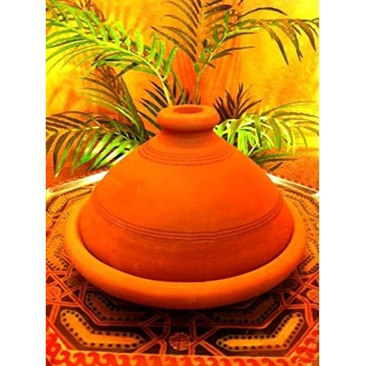 Marrakesch Orient & Mediterran Interior Dampfgartopf Marokkanische Tajine Tuareg - 25cm, inkl Stövchen, Lehm (1-tlg), Handarbeit – Bild 4