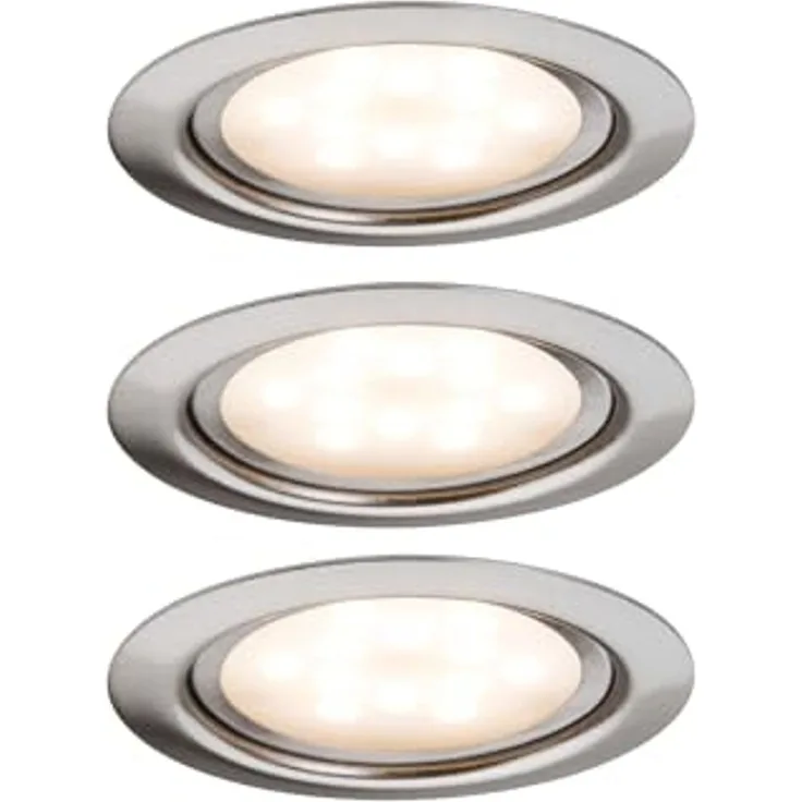 Paulmann No. 93553 Möbeleinbauleuchten-Set Micro Line LED Eisen gebürstet, 3er Set