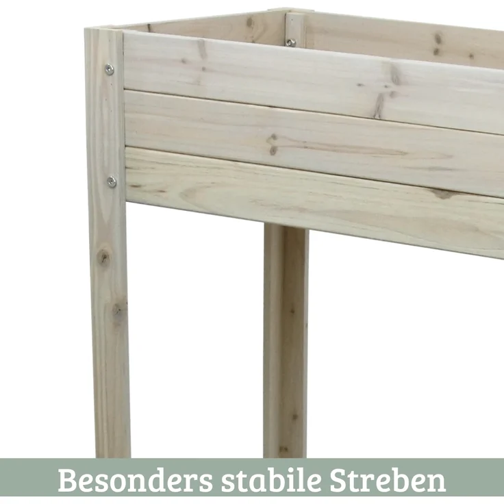 Hochbeet Balkon Holz KLEO - Inkl. Vlies & Handschuhe | Pflanzkasten hoch Blumenkasten aus Tannenholz Kräuterbeet Wetterfest, Grauweiß – Bild 5