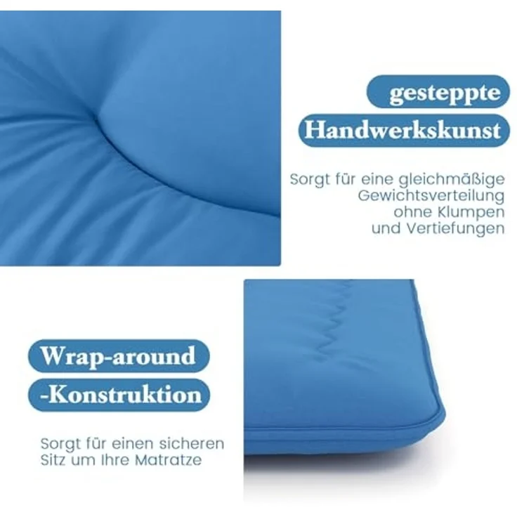FANTASK Japanische Bodenmatratze, 140x200 cm, Futon -Matratze Tatami -Matte, Klappmatratze mit waschbarem Bezug und Tragetasche (Blau) – Bild 2