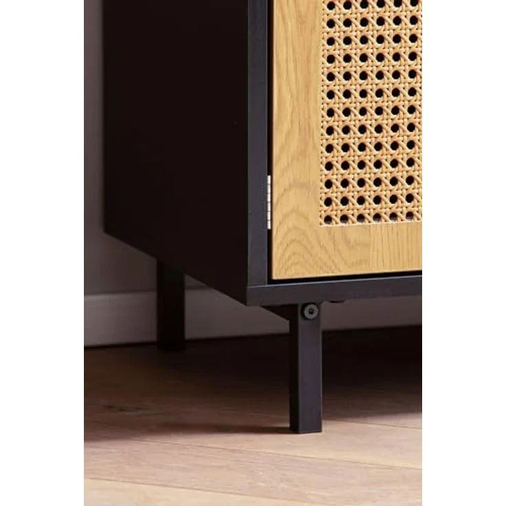 Livetastic Sideboard, Schwarz, Metall mit Wiener Geflecht, 2 Fächer, 2 Schubladen, 80x86.5x40 cm, stehend – Bild 6