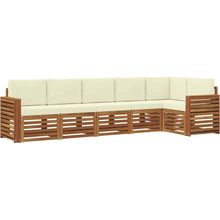 vidaXL Outdoor-Sofagarnitur 6 stk. 6-Sitzer Natur und Creme 3374895 – Bild 2