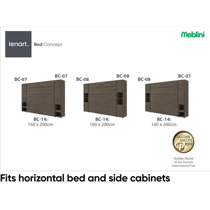 MEBLINI Hängeschrank BC-15 für 160x200 Horizontal Schrankbett - Dunin Eiche - 211x40x46cm - Wandschrank mit Ablagen und Teleskopen - Wandregal – Bild 2