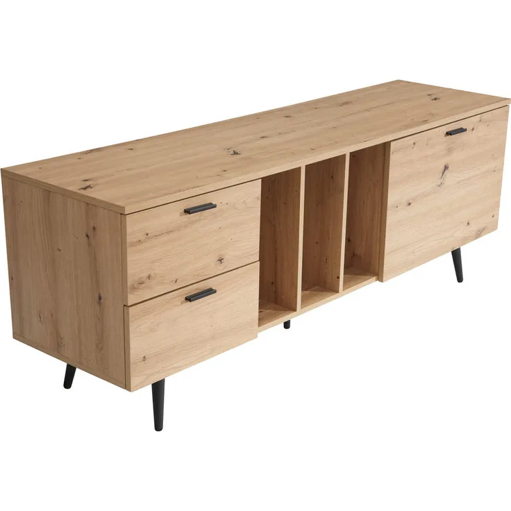 Livetastic Lowboard, Eiche, Metall, 2 Schubladen, 150x55x40 cm, stehend, für Wohnzimmer