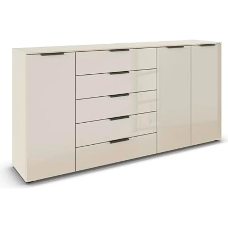 Rauch Möbel Flipp, Kommode für Schlafzimmer, Kinderzimmer, Wohnzimmer, Jugendzimmer, Flur, Garderobe, 3-türig, 5 Schubladen, mit Softclose-Funktion, Farbe Glas Beige, Breite 199 cm – Bild 2