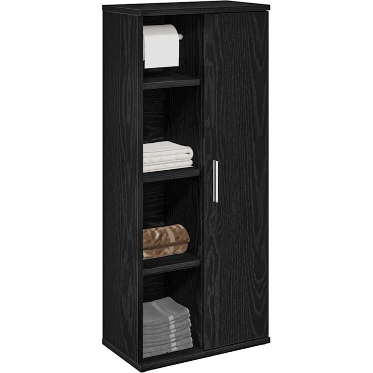 vidaXL Badezimmerschrank mit Rollenhalter Schwarz 39x22x90 cm 858525 – Bild 1