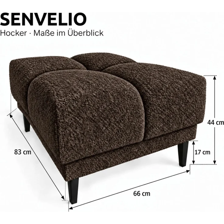 Ecksofa Schlafsofa SENVELIO RELAX inkl. Hocker Stoff Glam Schokobraun Ottomane Rechts – Bild 6