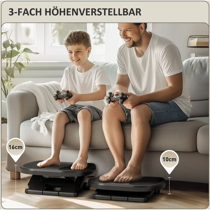 HOMCOM Fußhocker 3 Stufig höhenverstellbar, ergonomisch, für Homeoffice, Büro, Grau – Bild 4