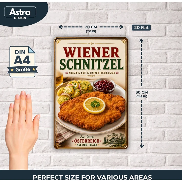 AstraDesign Blechschild 20x30cm - Wiener Schnitzel Österreich – Metall – Mehrfarbig – AD0486 – Bild 2