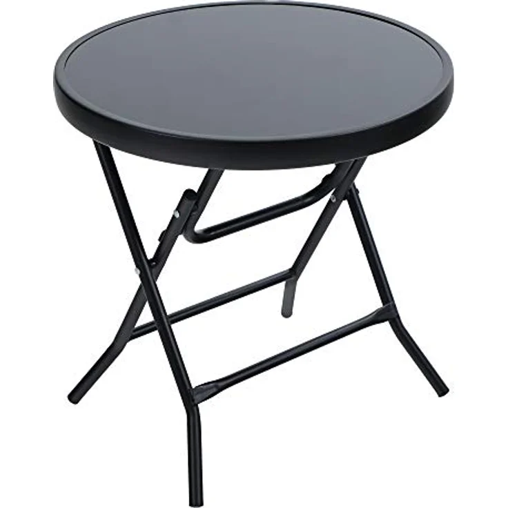PHI VILLA Klappbar Runder Beistelltisch Glas aus Metall Gartentisch Kaffeetisch Klein Balkontisch wetterfest pflegeleicht für Balkon Garten Terrasse Wohnzimmer – Bild 10