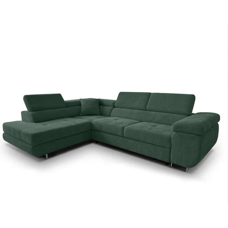 AX LIVING Konak Cord-Schlafsofa L Flaschengrün 276 cm, Bettkasten, Kopfstützen – Bild 7