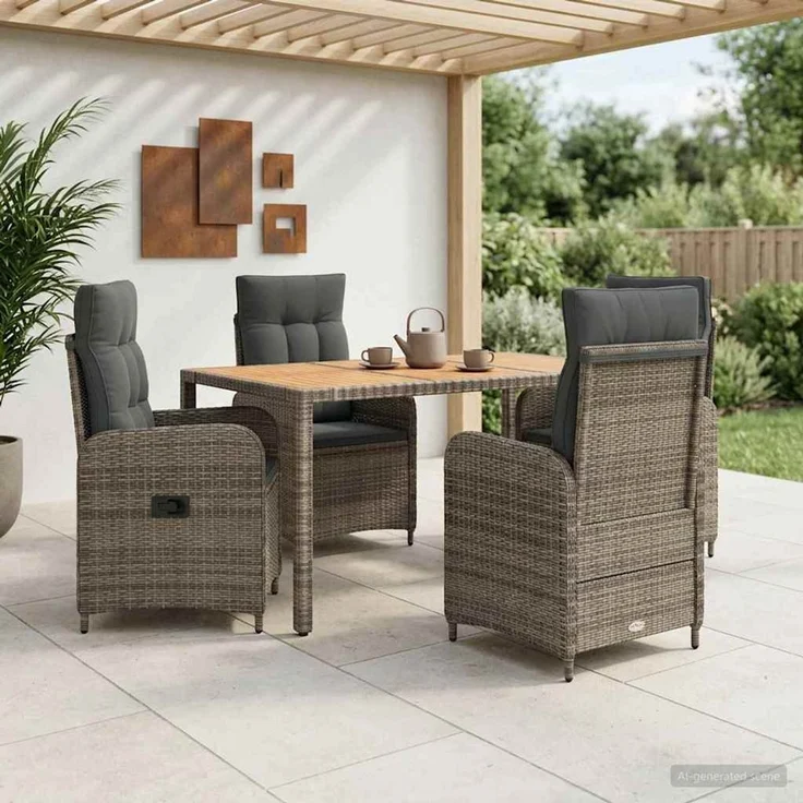 vidaXL Outdoortisch-Set 5 stk. Hellgrau und Dunkelgrau 3422280 – Bild 3