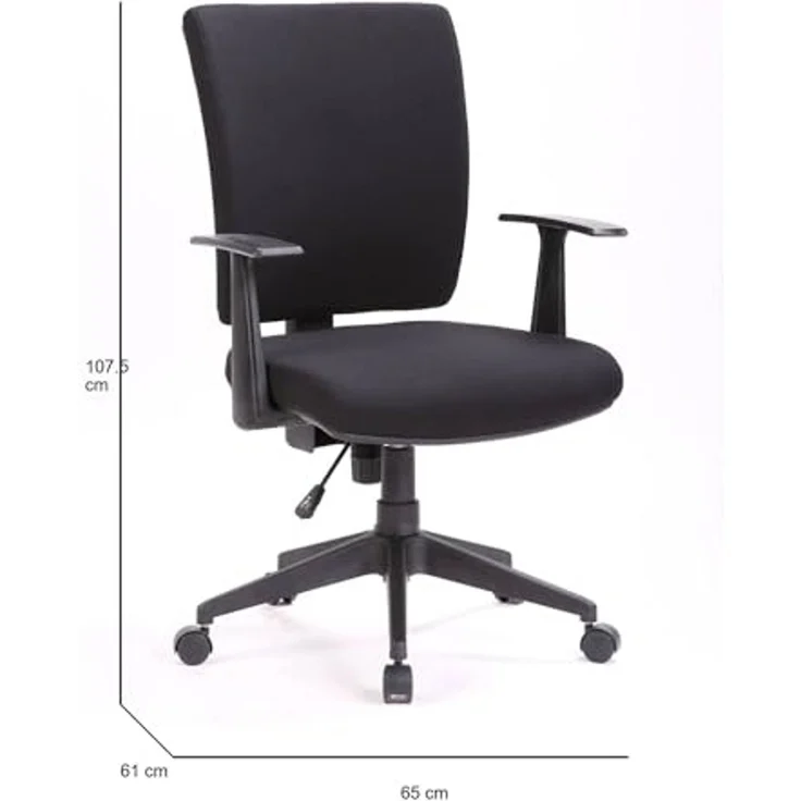 Dmora - Stuhl mit Rädern Palmerston, Chefsessel mit Armlehnen, ergonomischer Bürositz, 61x65h98/108 cm, Schwarz – Bild 3