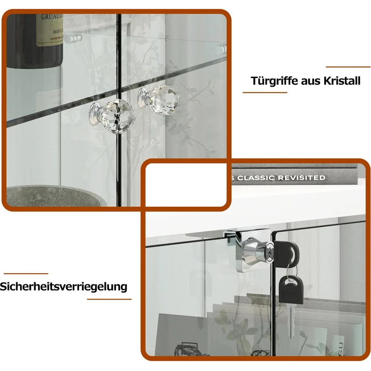 Moderne Glasvitrine mit Schubladen,Vitrine mit LED-Beleuchtung,Bücherregal aus gehärtetem Glas,Eintüriger Schrank mit vier EinlegebödenGeeignet für Wohn- und Schlafzimmer, weiß-H167/B42.5/T36.5 cm--Weiß--42.5x36.5x167cm--YOUDENOVA – Bild 10