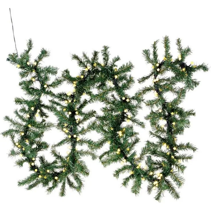 Nipach LED-Girlande Weihnachtsgirlande Tannengirlande 2 x 2,7 m je 200 LED 230V mit Timer