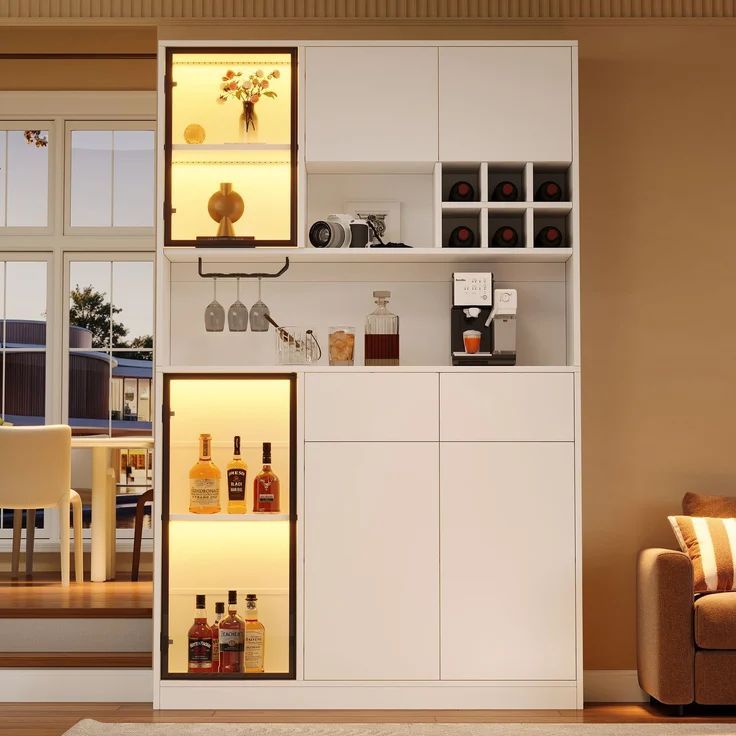 ZUBALIYA Schrank 120x33 cm mit LED-Beleuchtung mit Schubladen in Weiß, ideale Lösung für kleine Räume, robuste Verarbeitung, langlebige Materialien, einfache Selbstmontage – Bild 25